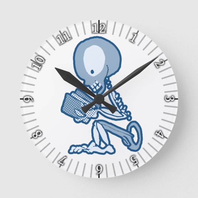 Reloj Redondo Mediano Pins y agujas Pete Skeleton con libro (Anverso)