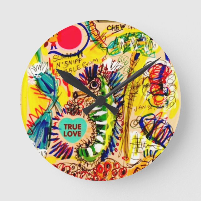 Reloj Redondo Mediano pintada del caballo de mar (Anverso)