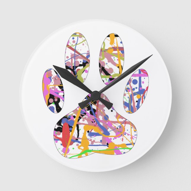 Reloj Redondo Mediano Pintar hoja de perro con bandeja (Anverso)