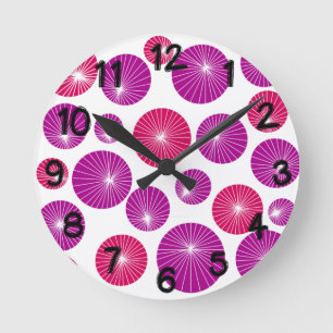 Reloj Redondo Mediano Pintas púrpura y rosa
