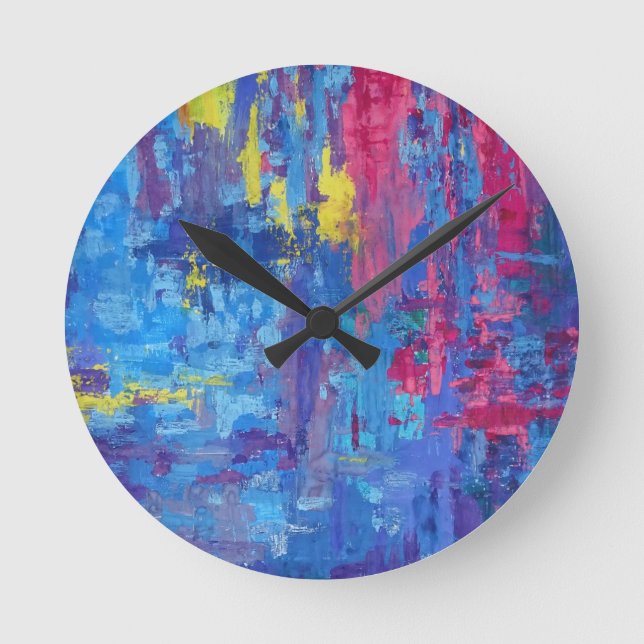 Reloj Redondo Mediano Pintura abstracta (Anverso)