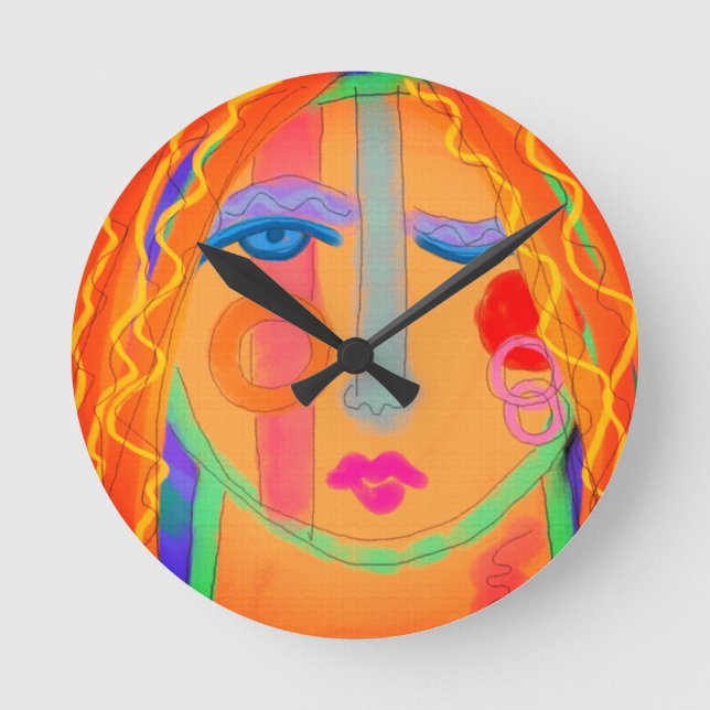 Reloj Redondo Mediano Pintura abstracta colorida (Anverso)