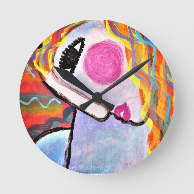 Reloj Redondo Mediano Pintura abstracta colorida (Anverso)