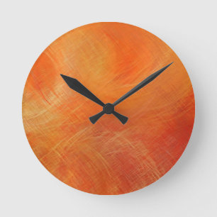 Reloj Redondo Mediano Pintura abstracta Naranja