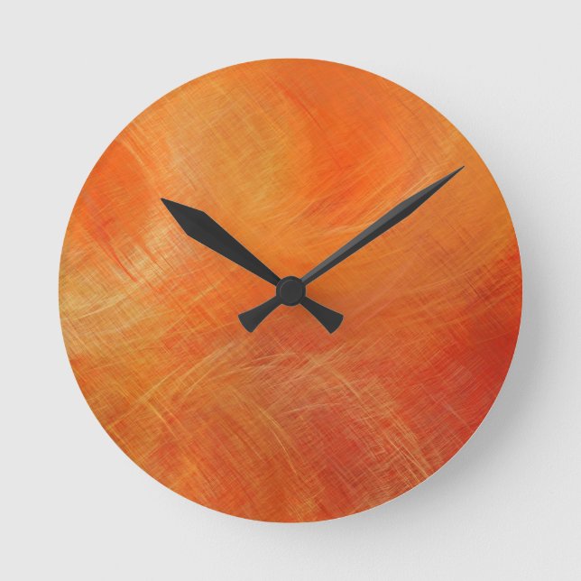 Reloj Redondo Mediano Pintura abstracta Naranja (Anverso)
