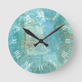 Reloj Redondo Mediano Pintura abstracta serena azul y verde