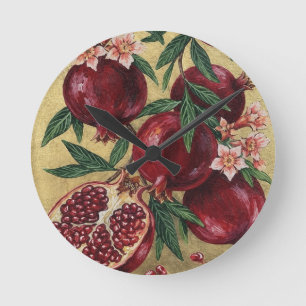 Reloj Redondo Mediano Pintura al óleo botánica de granada Arte de pared