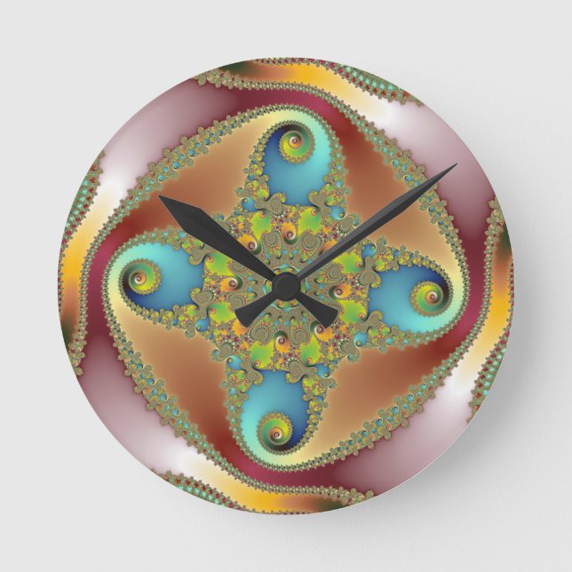 Reloj Redondo Mediano Pintura - Arte fractal (Anverso)