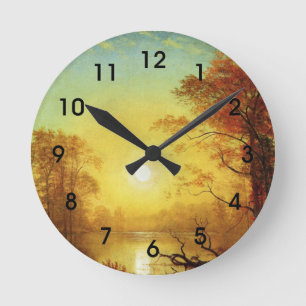 Reloj Redondo Mediano pintura de Albert Bierstadt, Amanecer,