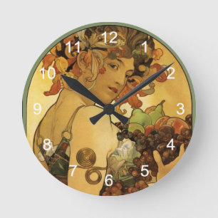 Reloj Redondo Mediano Pintura de Alphonse Mucha