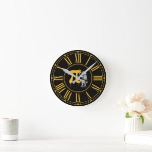 Reloj Redondo Mediano Pintura de astronauta genial símbolo Pi Día Pi 