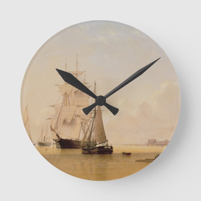 Reloj Redondo Mediano Pintura de buque (aceite sobre lienzo) 2 (Anverso)