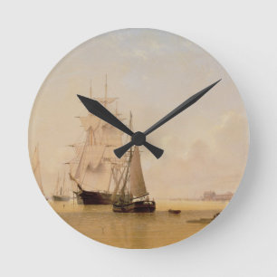 Reloj Redondo Mediano Pintura de buque (aceite sobre lienzo) 2