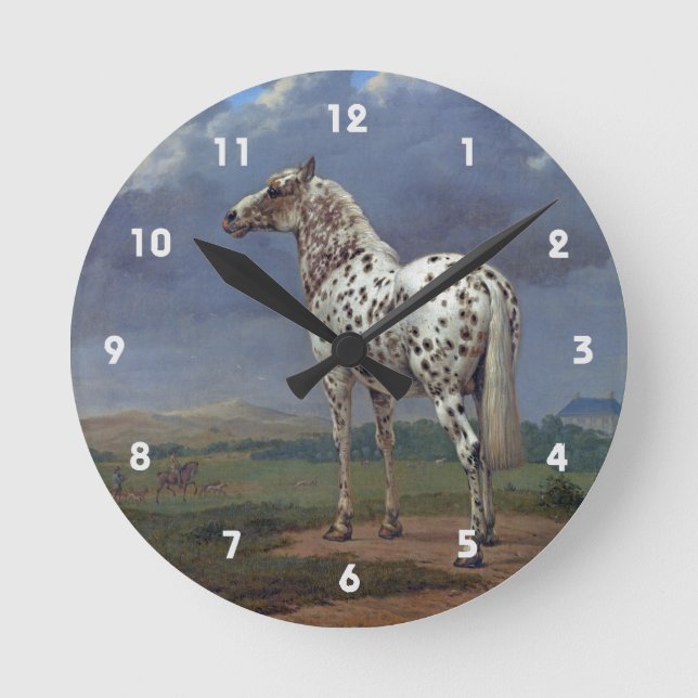 Reloj Redondo Mediano Pintura de caballo con paloosa (Anverso)
