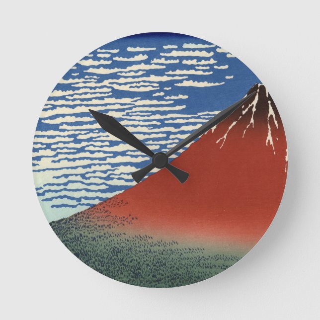 Reloj Redondo Mediano Pintura de Japón del volcán Fuji (Anverso)