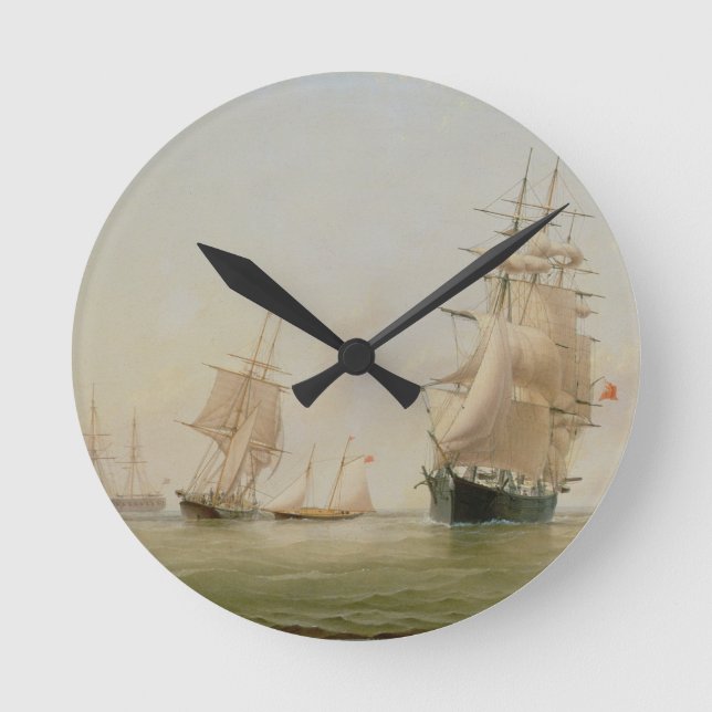 Reloj Redondo Mediano Pintura de la nave (aceite en lona) (Anverso)