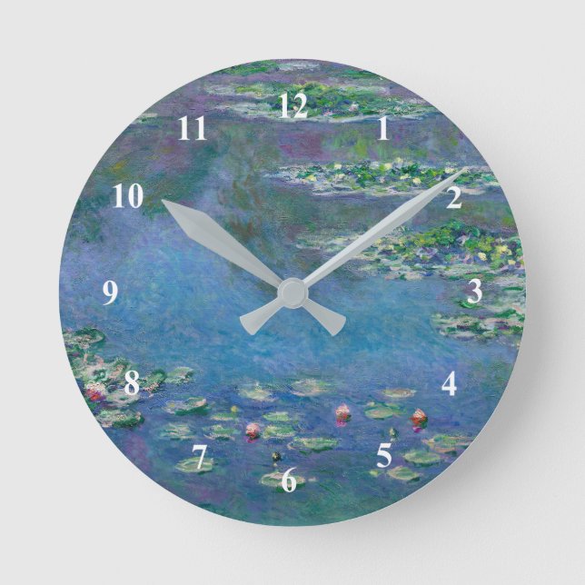 Reloj Redondo Mediano Pintura de los alilies de agua de Monet (Anverso)