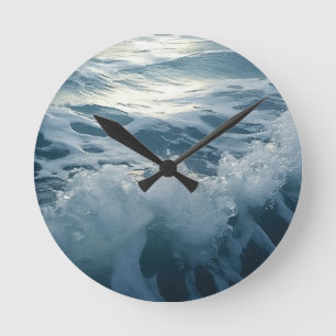 Reloj Redondo Mediano Pintura de tema de ondas aplastantes