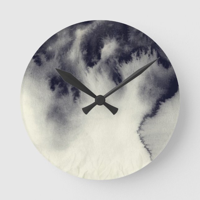 Reloj Redondo Mediano Pintura de tinta abstracta sobre textura de papel  (Anverso)