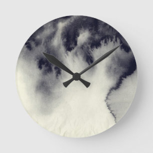 Reloj Redondo Mediano Pintura de tinta abstracta sobre textura de papel