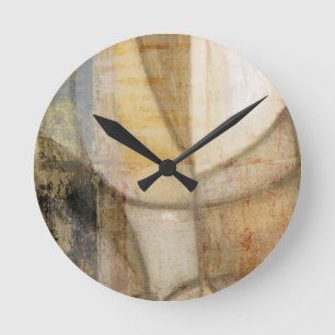Reloj Redondo Mediano Pintura de tono de tierra texturada en bruto