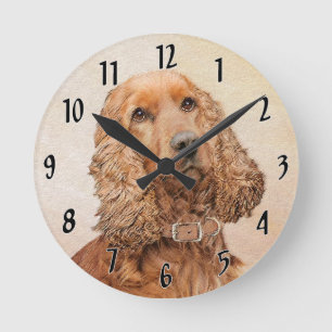 Reloj Redondo Mediano Pintura Española de Cocker Inglés - Arte Perro O