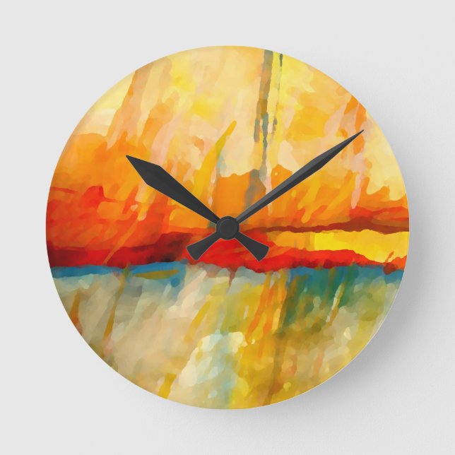 Reloj Redondo Mediano Pintura expresionista abstracta moderna (Anverso)
