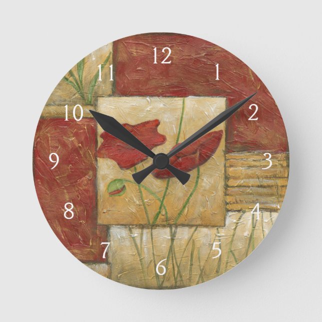 Reloj Redondo Mediano Pintura floral con los movimientos visibles del (Anverso)