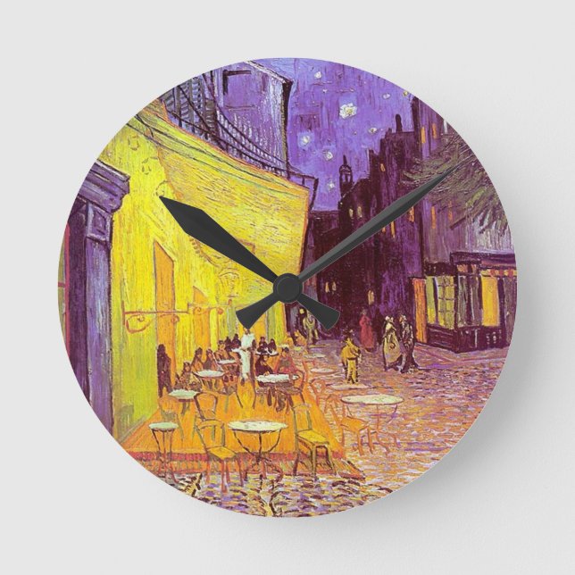 Reloj Redondo Mediano Pintura impresionista del café de Van Gogh (Anverso)