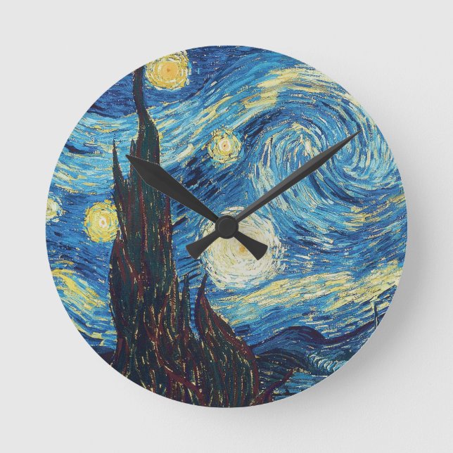 Reloj Redondo Mediano Pintura impresionista nocturna Van Gogh Starry (Anverso)