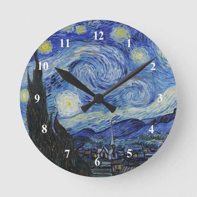 Reloj Redondo Mediano Pintura nocturna Van Gogh Starry (Anverso)