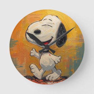 Reloj Redondo Mediano Pintura Pop Art de Perro Beagle Alegre