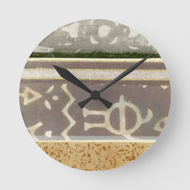 Reloj Redondo Mediano Pintura tribal contemporánea del modelo (Anverso)