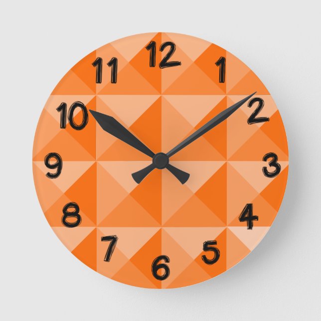 Reloj Redondo Mediano Pirámides naranjas  (Anverso)