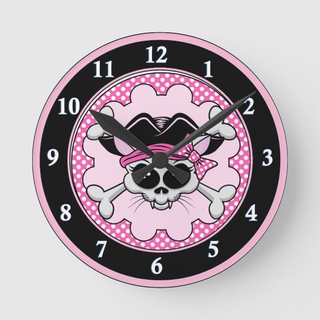 Reloj Redondo Mediano Pirate Princess Kitty Skull (Anverso)