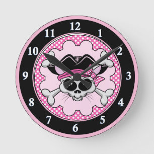Reloj Redondo Mediano Pirate Princess Kitty Skull