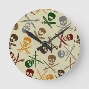Reloj Redondo Mediano Pirate Skulls with Crossed Swords