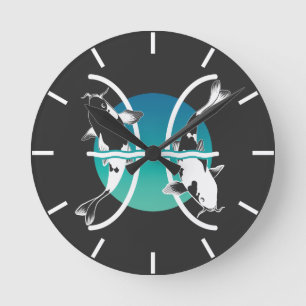 Reloj Redondo Mediano Pisces Symbol - Astrological Zodiac Sign