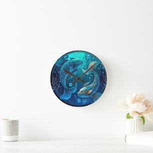 Reloj Redondo Mediano Pisces Zodiac Wall Clock