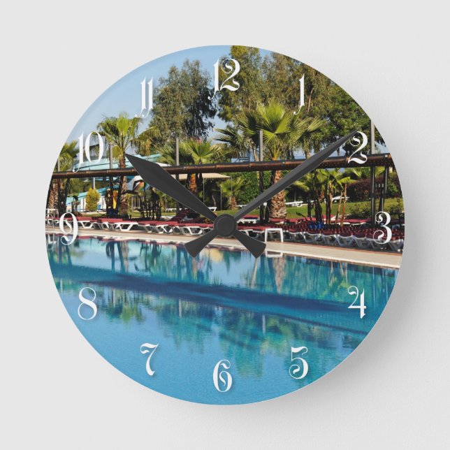 Reloj Redondo Mediano Piscina (Anverso)
