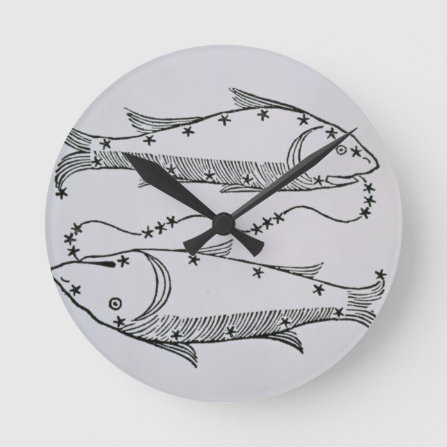 Reloj Redondo Mediano Piscis (los pescados) un ilustracion del 'poeta (Anverso)