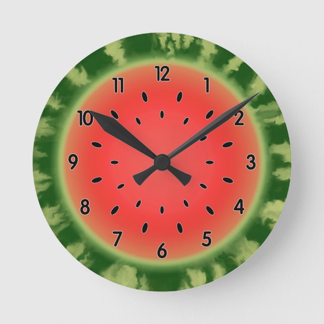 Reloj Redondo Mediano Pista de sandía rayada verde (Anverso)