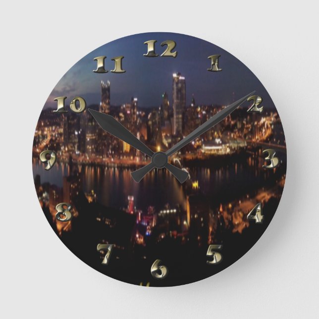 Reloj Redondo Mediano Pittsburgh vía la pendiente de Monongahela (Anverso)
