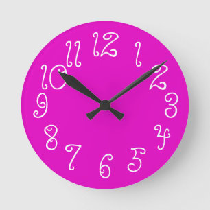 Reloj Redondo Mediano PixDezines DIY color/fuente/rosa caliente