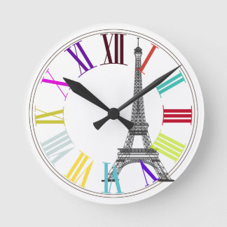 Reloj Redondo Mediano PixDezines paris, color de fondo eiffel/DIY
