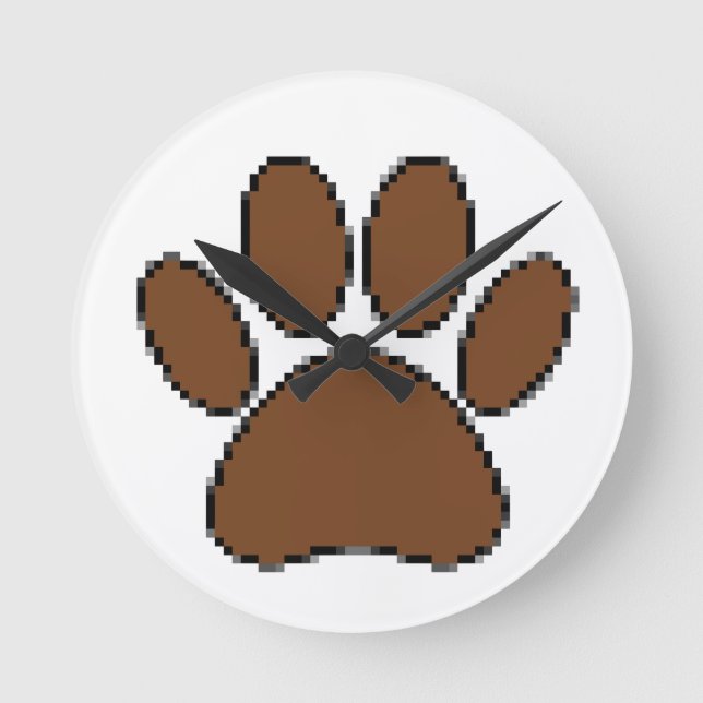 Reloj Redondo Mediano Pixel Dog Paw Print (Anverso)