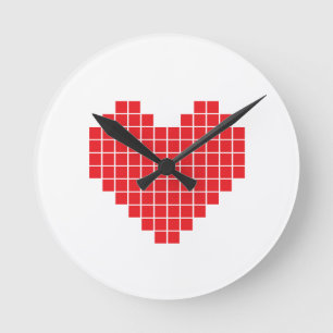 Reloj Redondo Mediano Pixel Heart