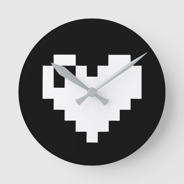 Reloj Redondo Mediano Pixel Heart 8 bits (Anverso)