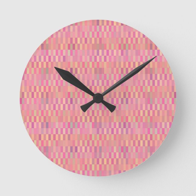 Reloj Redondo Mediano Pixeles rosados (Anverso)