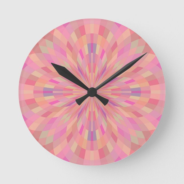 Reloj Redondo Mediano Pixeles rosados 2 (Anverso)